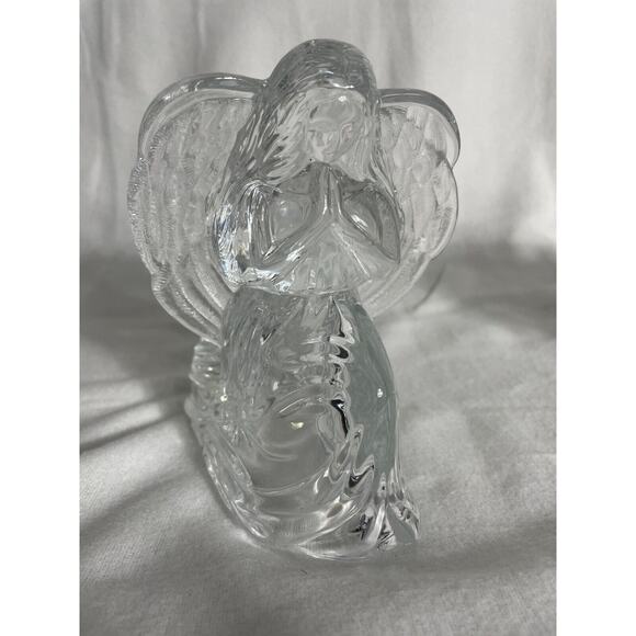 Pair of Praying Angel Tea Light Votive Candle Holders 24% Lead Crystal Religious - Picture 8 of 14